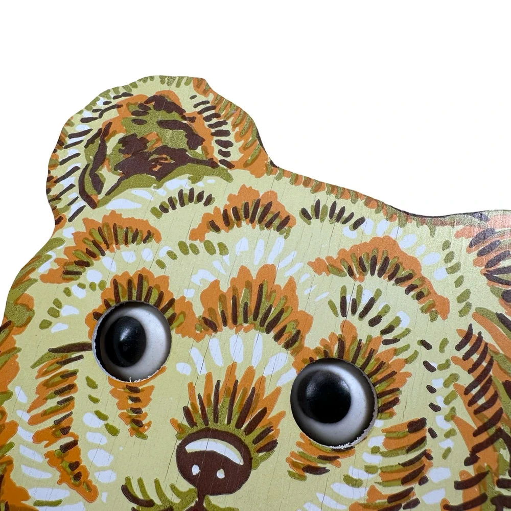 Vintage Teddy Bear Googly Eyes‎ Wall Clock Mechanical Movement Germany FOR PARTS